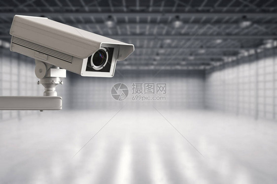 3d在空工厂中提供安保摄像头或C图片