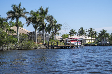 物业佛罗里达群岛港的海滨地产景象背景