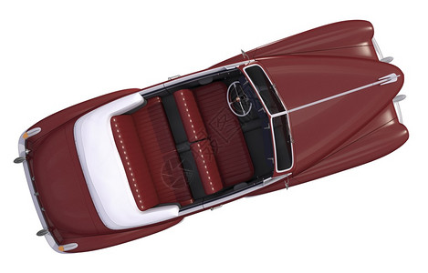 棕色旧式汽车顶端视图3D显示说明经典汽车图片