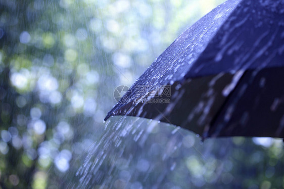 雨滴从一把黑伞上落下图片
