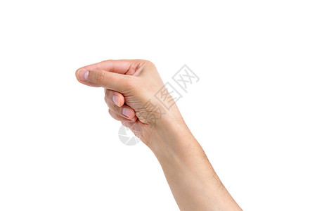 男人手拉着白色上孤立的东西图片素材