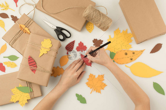 女手工艺用纸质假作为秋天礼物图片