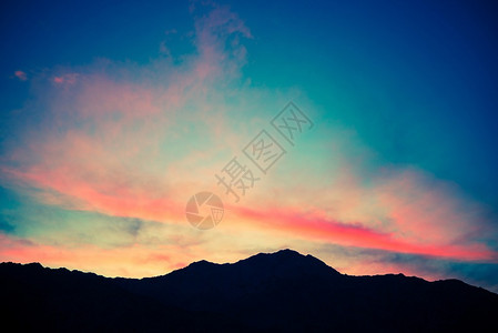 景色山日落山区休眠美国加利福尼亚州圣图片