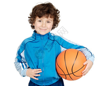 可爱的孩子在打篮球白种图片