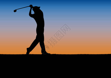 高尔夫俱乐部比赛锦标赛日落背景向量海报图片