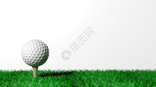 绿色地盘上的高尔夫球在白图片