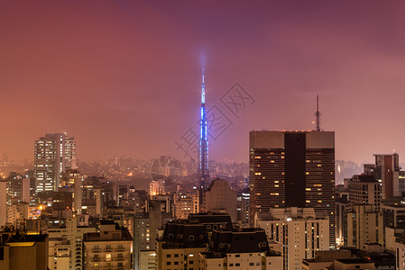 巴西圣保罗市夜间时视图GighttimeViewofSaoPaulo图片