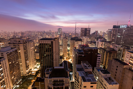 巴西圣保罗市夜间时视图GighttimeViewofSaoPaulo图片