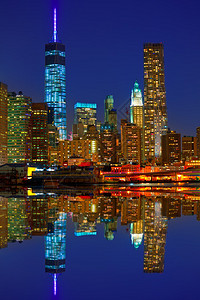 曼哈顿日落天际线纽约在美国图片