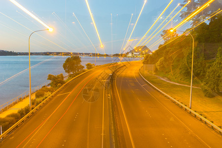 流理台TaurangaTakitimu高速公路夜间现场背景