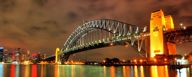 有歌剧院和桥梁的悉尼港背景