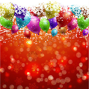 圣诞背景与气球和五彩纸屑图片