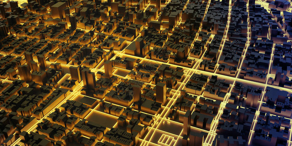 黑色金城市和未来城市建筑模背景图片