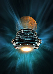 大型UFO类似在轨宇宙飞船其背图片