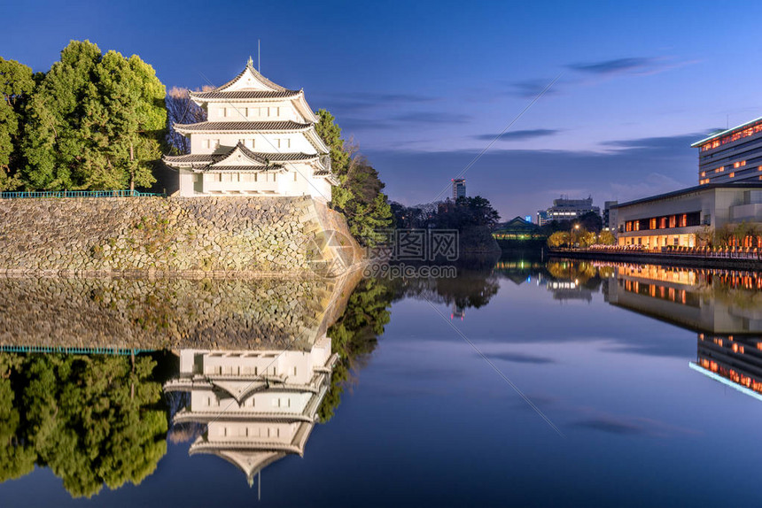 夜晚的日本名古屋城图片