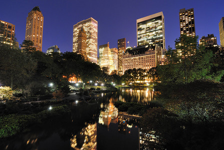 中央公园和纽约市天际线的景色背景图片