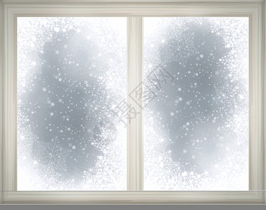 雪背景上的窗框背景图片
