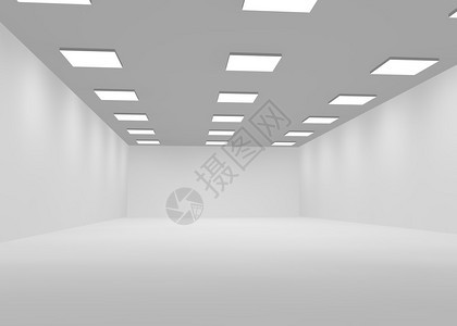 白色空荡的办公室灯火通明图片