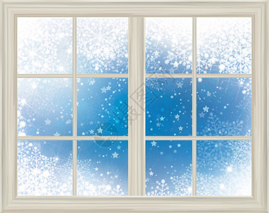 雪背景上的窗框图片