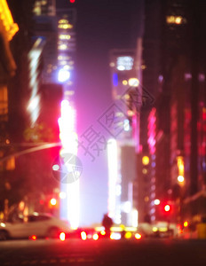 夜里Bokeh市街道灯光纽约市图片