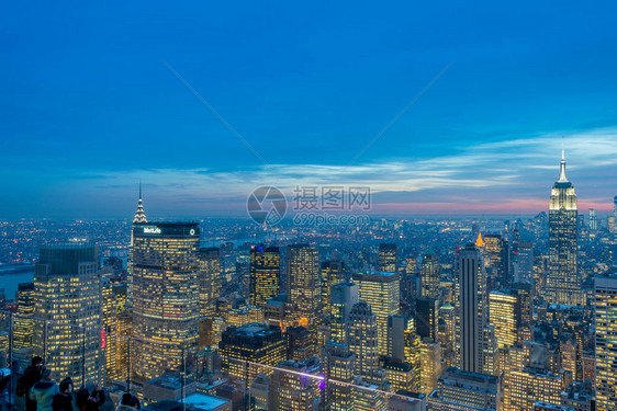 日落时的纽约曼哈顿夜景图片