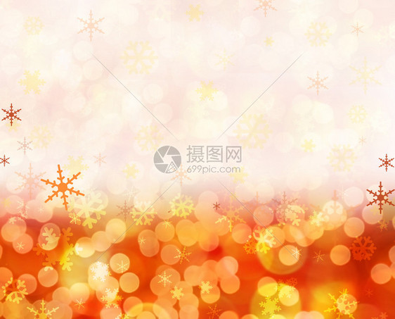 圣诞灯和雪花闪发光的节日背景图片
