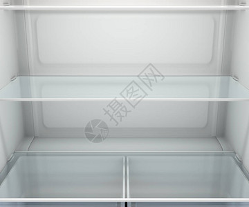 空家冰箱或装有玻璃架子和抽屉的冰箱或冷柜中的视图片