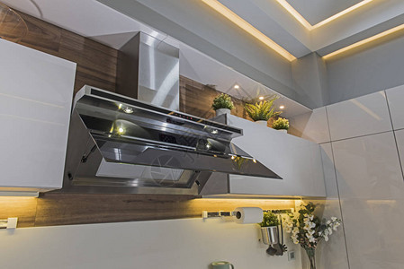 现代厨房室内设计装饰在豪华公寓展厅示图片