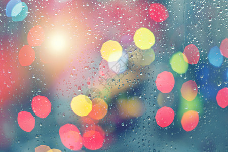 雨天雷在窗户上滴水下雨天气雨背景背景图片