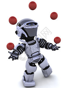 机器人杂耍球的3D渲染图片