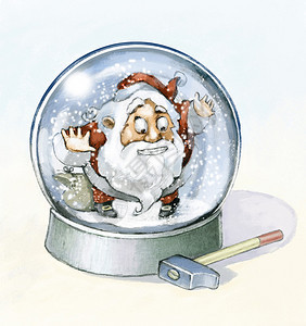 圣诞老人在玻璃球里希望背景图片