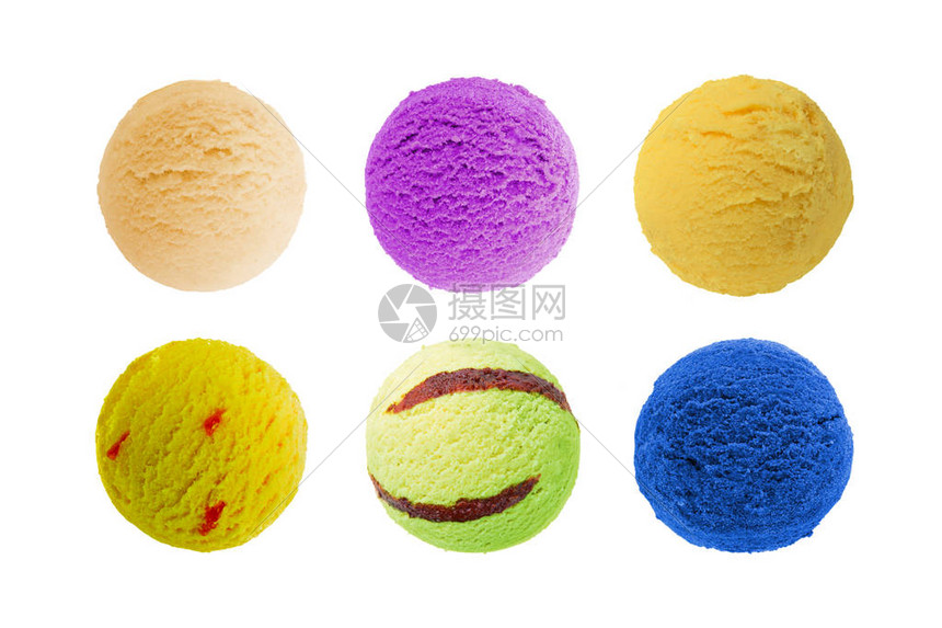 五颜六色的冰淇淋球图片
