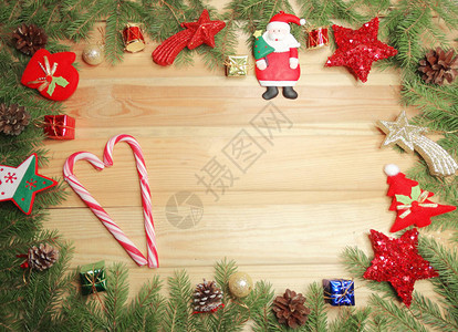 圣诞节背景和装饰配有fir树枝复图片