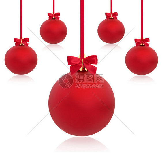 圣诞装饰品红色带丝和弓抽象设计与图片