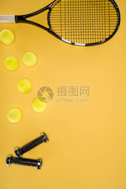 黑哑铃和网球打网球用黄图片
