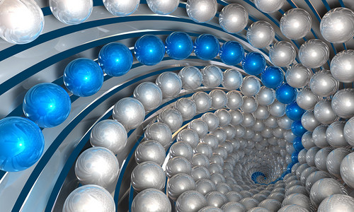一个抽象的银色反光球螺旋图片
