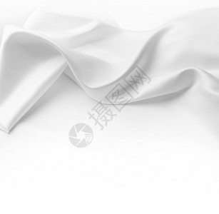 起波纹的白色丝绸织物特写镜头广告文案空间图片