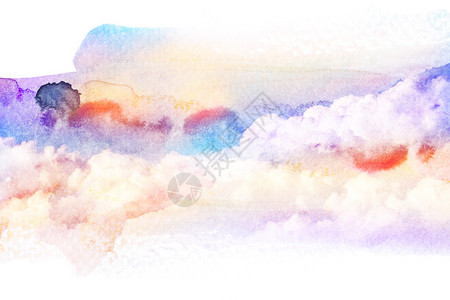 云的抽象水彩插图天空的水彩插图片