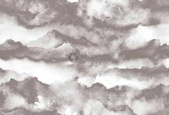手画水彩灰色的无缝图案有抽象的山脉图片