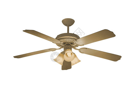 天花板的电扇孤立在白色工图片