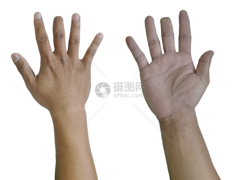 亚洲男子右手在中指工作时受伤高清图片下载-正版图片502945425-摄图网