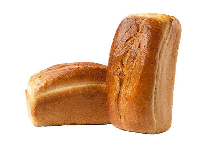 两块白面包孤立在白图片