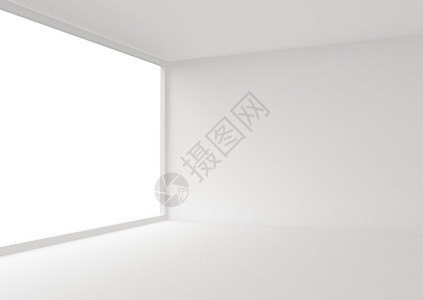 有大窗户的白色房间图片