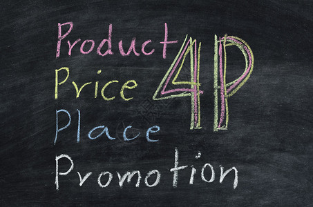 营销概念4p产品地点促销黑板上的价格图片