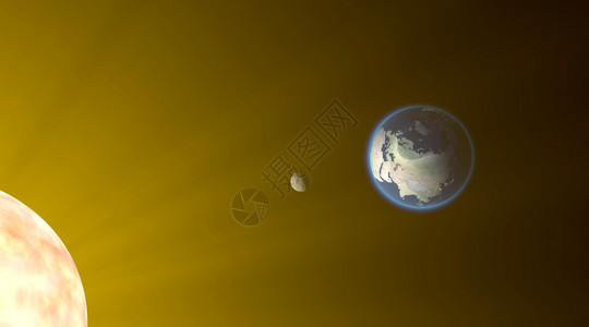 日食空间地球月亮太阳图片