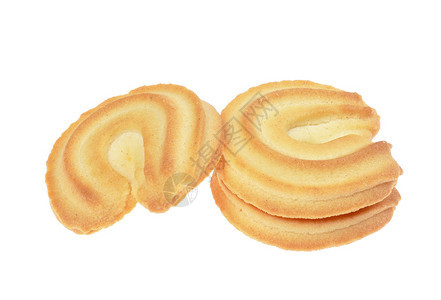 黄油饼干自制饼干在白色背景下被隔离图片