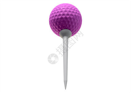 一个普通的粉红色高尔夫球单身白背景图片