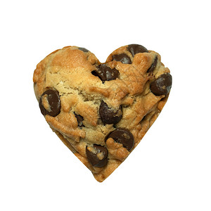 在白色背景中孤立的心脏巧克力曲奇饼干crickchocolicechickcookc图片