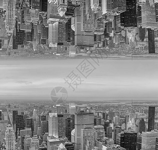 黑白抽象城市天际线颠倒图片