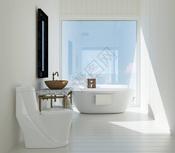 豪华厕所和按摩浴缸室内设计构想概念和混凝土图片